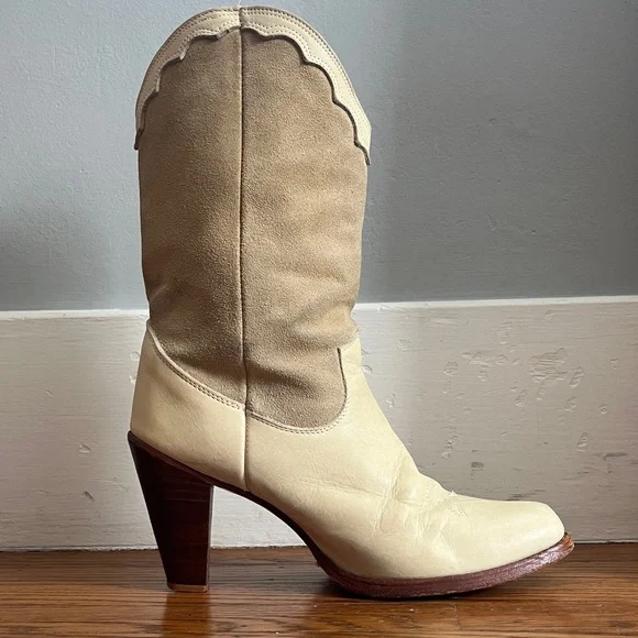 Zodiac USA Vintage Women's Size 10 Off White Suede Leather Western Cowboy Boots - Picture 6 of 15